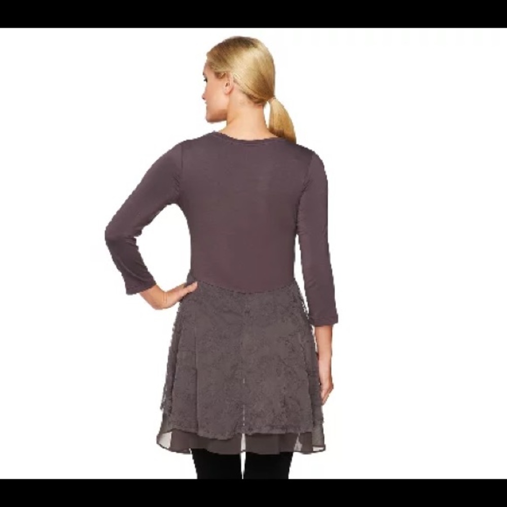 LOGO by Lori Goldstein “As Is” Black Lace Detail Top Plus 2X
